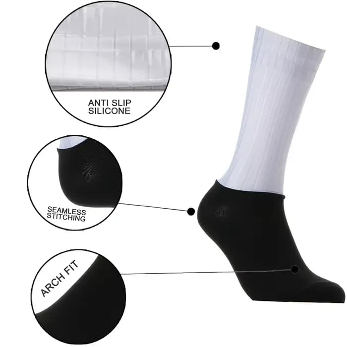 Chaussettes de cyclisme antidérapantes en silicone Whiteline 2024 pour l'été