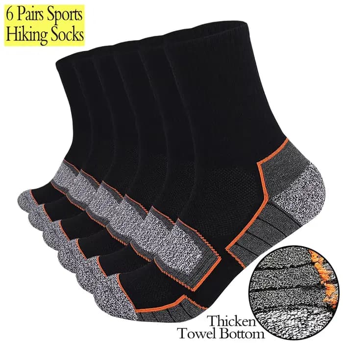6 paires de chaussettes de randonnée à coussin lourd pour hommes