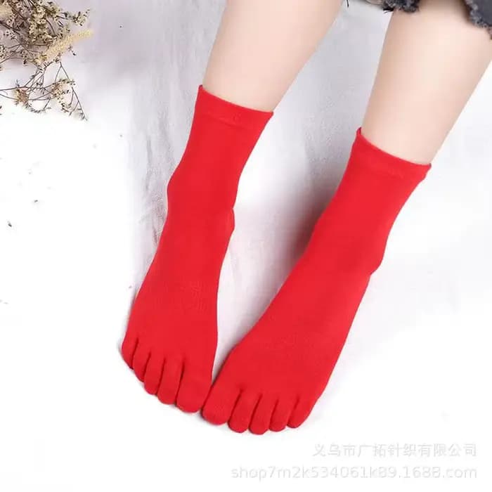 Chaussettes rouges à cinq doigts pour femmes et hommes