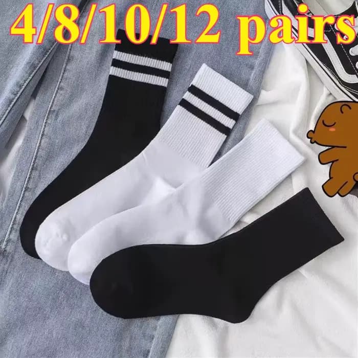 4/8/10/12 paires de nouvelles chaussettes en coton pour hommes nouveaux styles chaussettes noires pour hommes d'affaires doux respirant automne printemps pour étudiant Mle