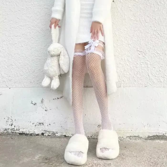 Cuissardes en résille pour femmes, bas sexy en dentelle noire, bas doux Lolita sur le genou, leggings longs, accessoires de fête en boîte de nuit