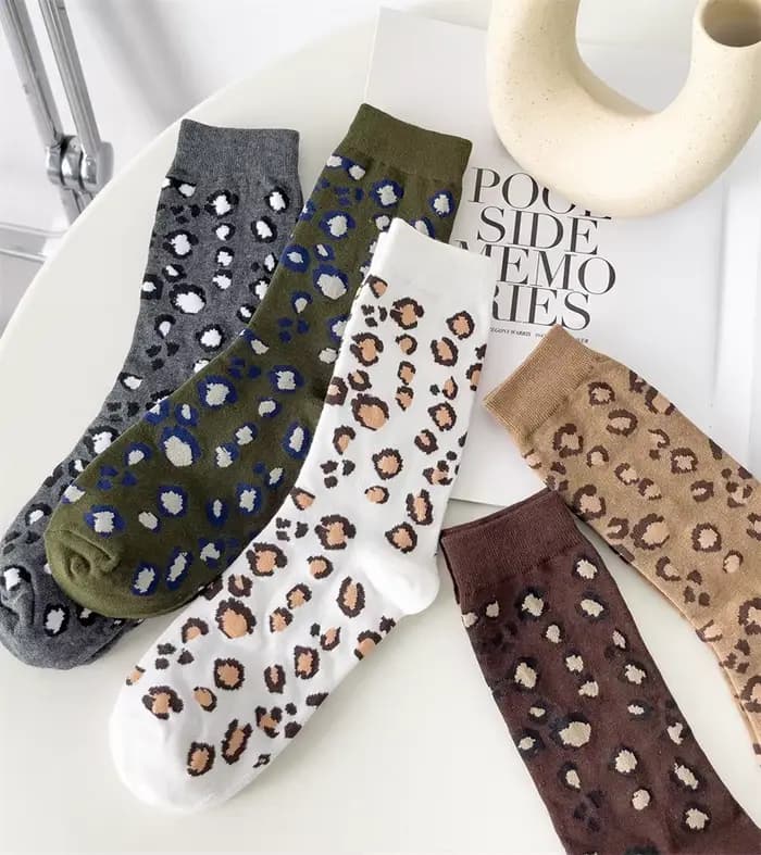 1 3 5 paires de chaussettes imprimées léopard pour femmes
