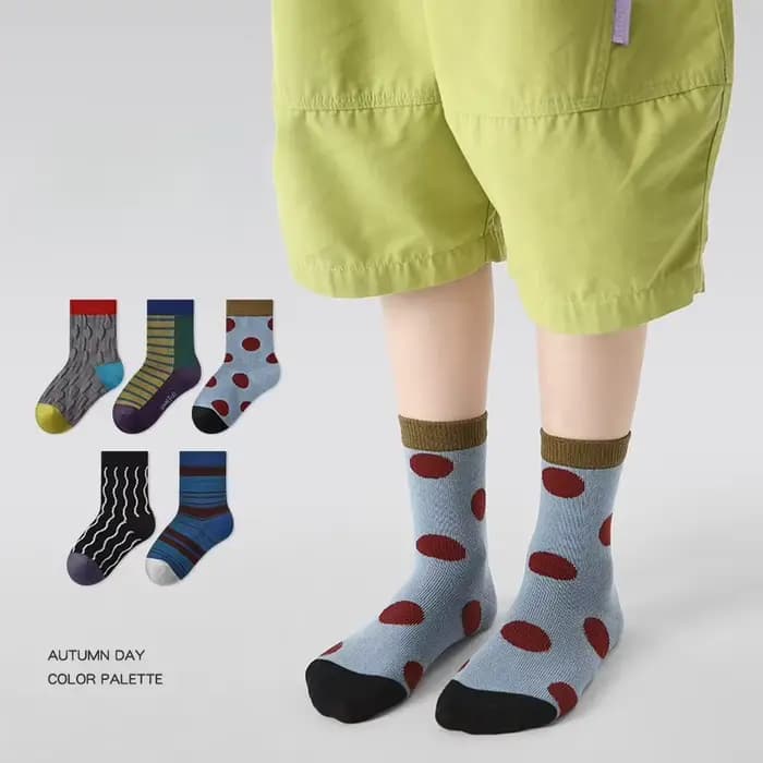 1928 chaussettes pour enfants 5 paires/lot automne et hiver nouveau à pois couleur correspondant bébé garçons chaussettes désossées chaussettes