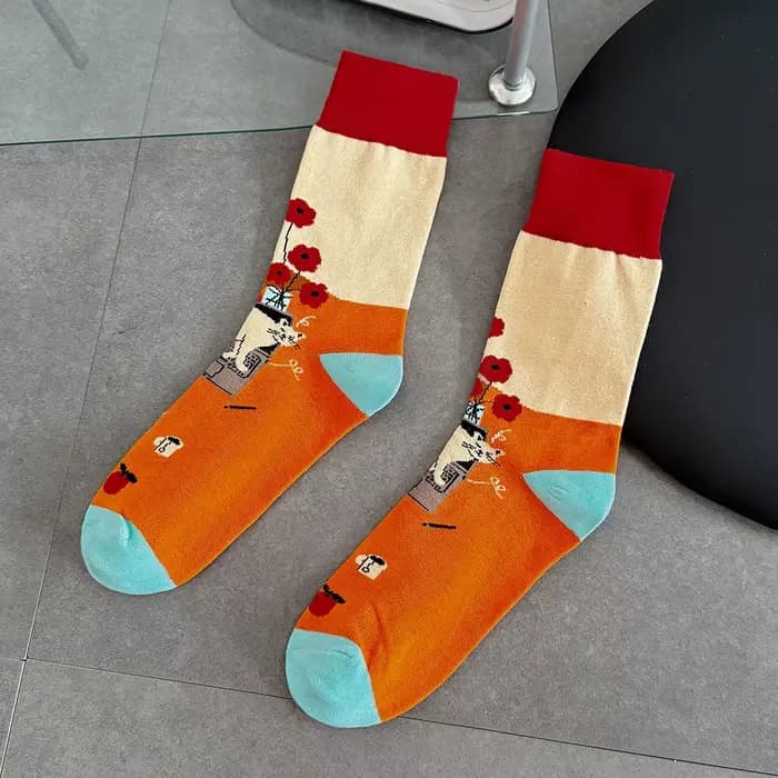 HAPPY SOCKS Taille 36-40 Personnalité des femmes adultes Quatre saisons Chaussettes épaisses mi-tube Couleur artistique