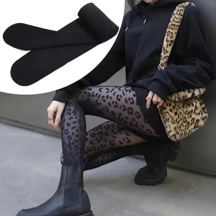 Sexy imprimé léopard européen rétro noir femmes collants en soie été mince transparent