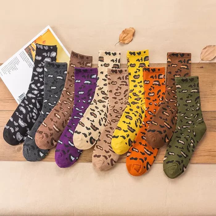 Mode décontracté Vintage léopard femmes chaussettes personnalité Harajuku hip-hop sauvage classique bas course Sport Skateboard