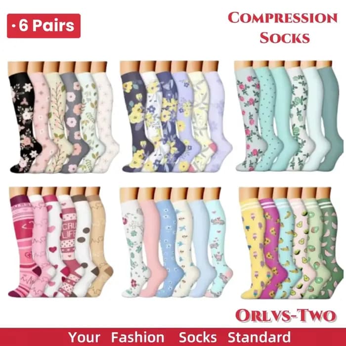 56 Styles de 6 paires de chaussettes de Compression