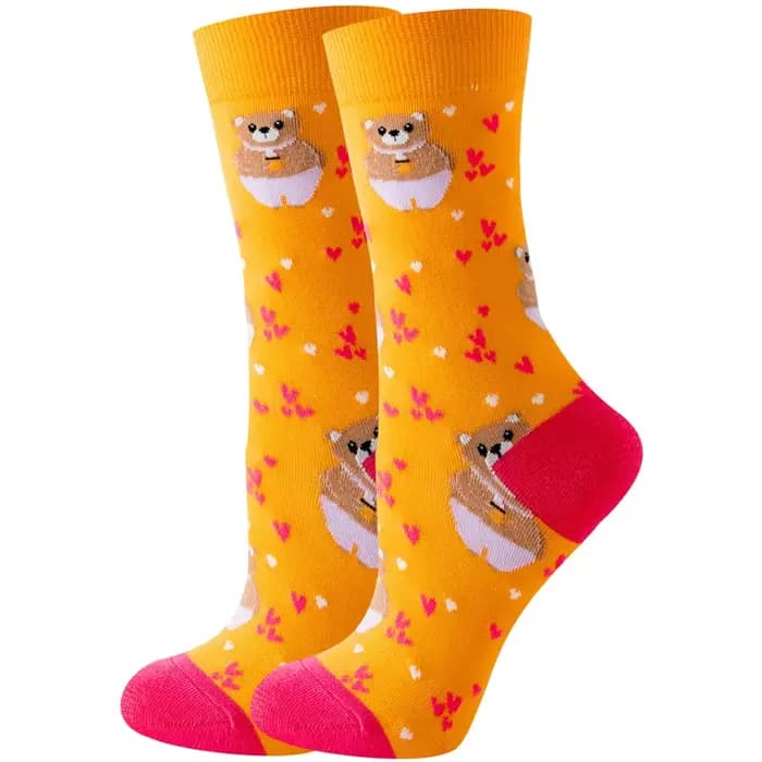 Chaussettes de sport en coton pour femmes, tube moyen créatif, motif animal et plante, chaussette mignonne colorée, cadeau merveilleux, mode de créateur drôle