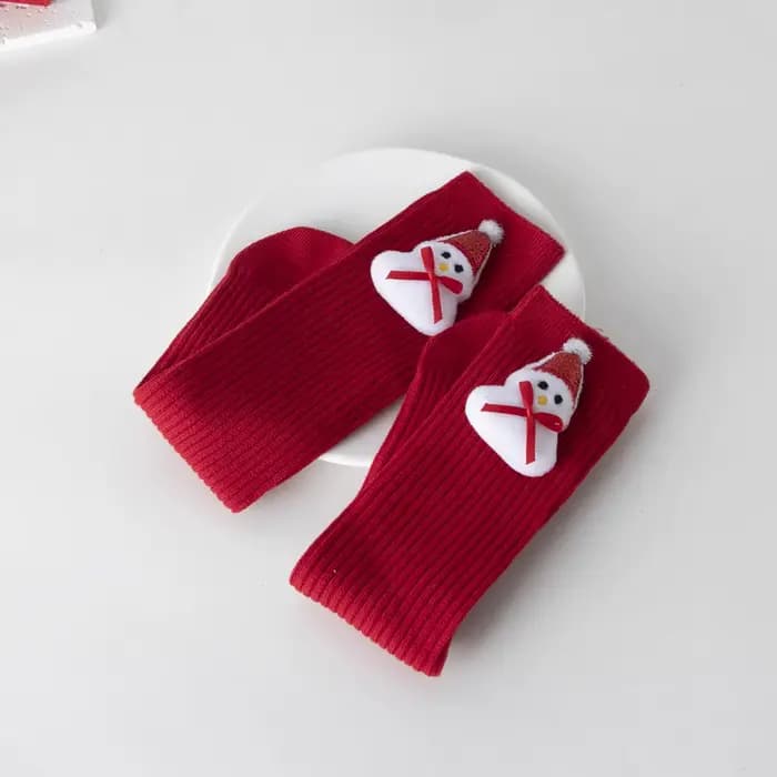 Chaussettes de noël pour nouveau-nés, chaussettes longues en coton rouge pour nourrissons, décor d'arbre d'élan du père noël, chaussettes hautes respirantes et antidérapantes