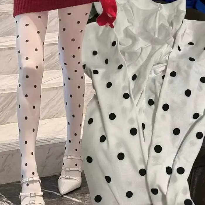 Collants transparents à pois pour femme