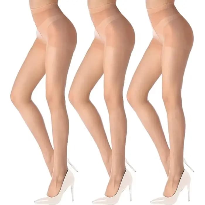 3 paires de collants 20D pour femmes avec haut de contrôle et orteils renforcés