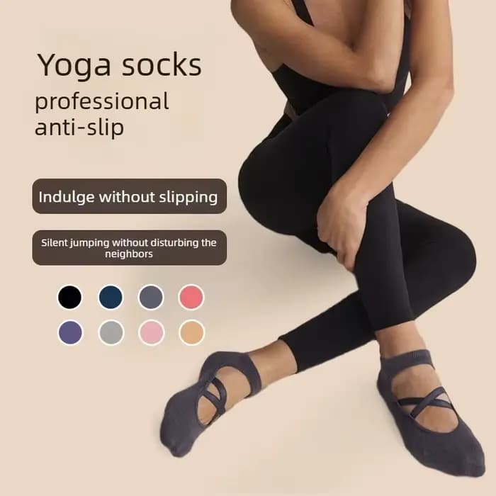 Chaussettes de yoga antidérapantes à bretelles croisées pour femmes