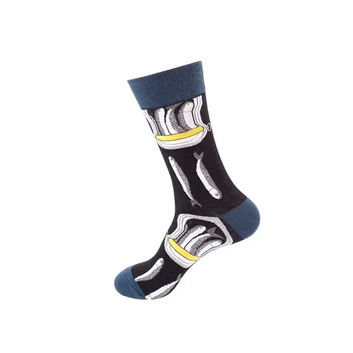 Chaussettes unisexes à motifs de dessins animés pour hommes et femmes, tendance streetwear, motifs avocat, hamburger, sushi, carreaux, rayures, pomme, oeuf frit, zèbre