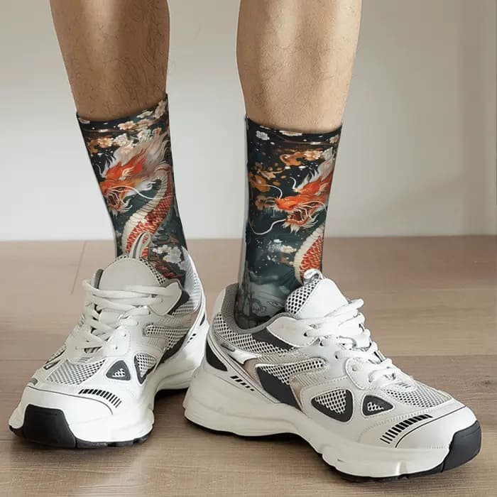 Chaussettes personnalisées Dragon rouge pour hommes et femmes, nouveauté chaude à la mode, symbolise la chance, cadeau du nouvel an, chaussettes d'équipage