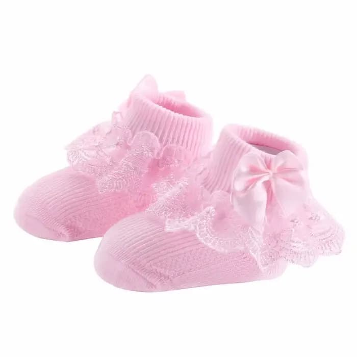 Chaussettes en coton avec nœud en dentelle pour bébé fille