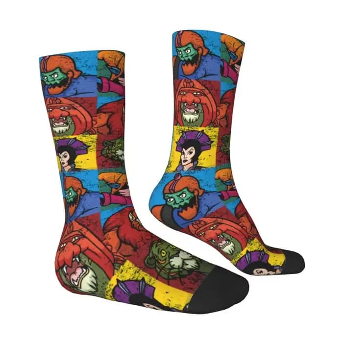 Mode hommes He homme et amis robe chaussettes unisexe chaud respirant maîtres de l'univers squelette Heman 80s dessin