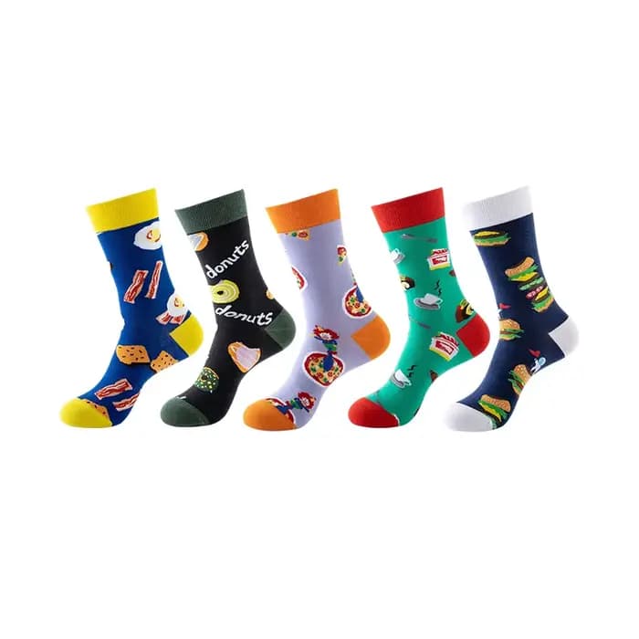 Ensemble de chaussettes tendance 10 pièces (5 paires) | Nouvelles chaussettes unisexes en coton respirant pour le sport, le Style décontracté et Hip Hop, imprimés de nouveauté amusants