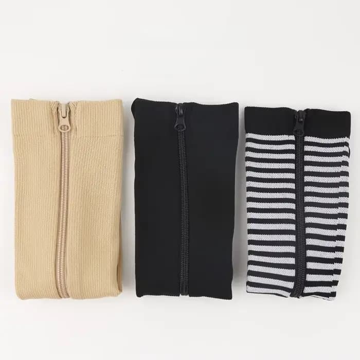 Chaussettes de compression à rayures rétro, respirantes, douces, avec fermeture éclair, élastiques, absorbant la sueur, pour le cyclisme, les sports et les exercices en plein air