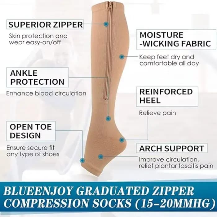 Chaussettes de Compression à fermeture éclair pour hommes et femmes