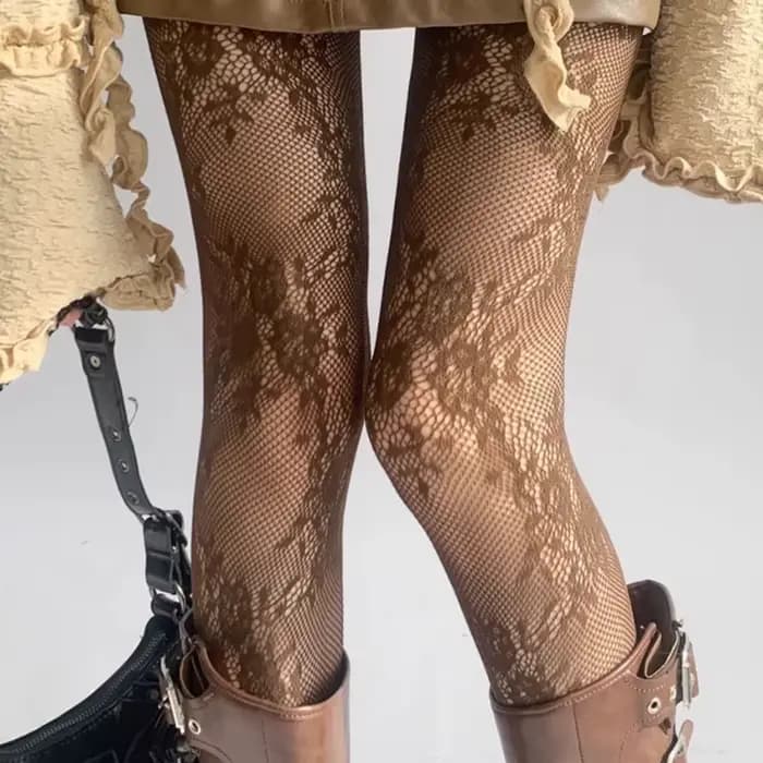 Femmes Sexy dentelle collants floraux cuisse haute bas