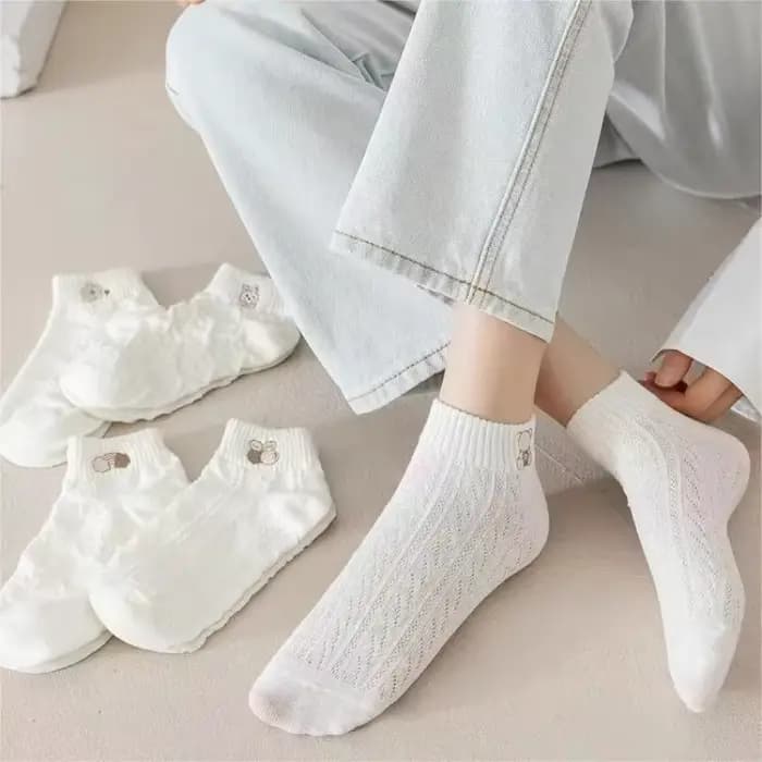 Chaussettes d'Été Blanches en Coton pour Femme et Fille