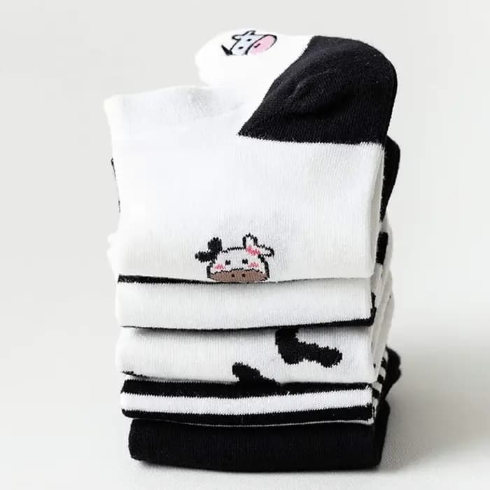 5 paires/lot été femmes dessin animé chaussettes courtes imprimé Animal bas Tube Cool