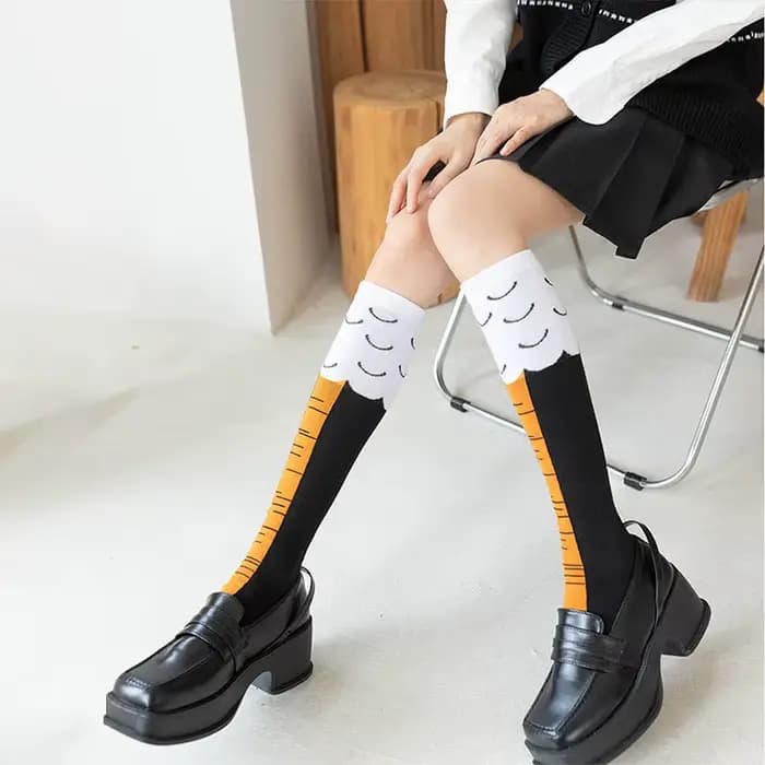 Hommes femmes drôle 3D poulet chaussettes imprimer dessin animé Cosplay haute flexibilité cuisse