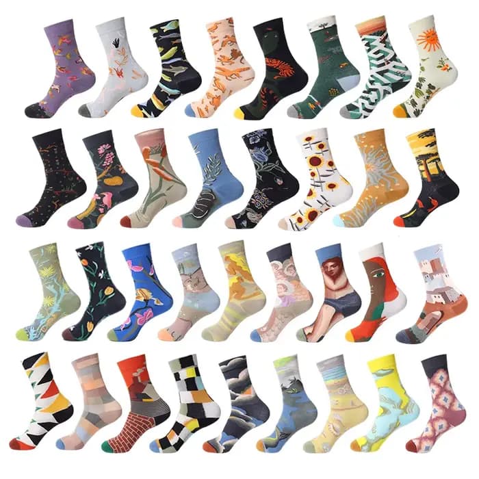 Chaussettes mi-tube peinture à l'huile française pour hommes et femmes