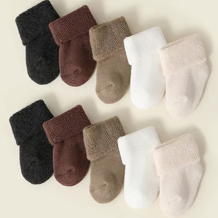 5 paire/ensemble hiver épaissir chaud bébé chaussettes couleur unie nouveau-né