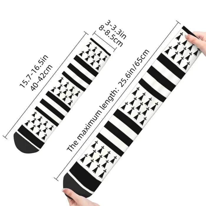 Drapeau de Bretagne hommes femmes équipage chaussettes unisexe amusant France région signe identité Nation printemps
