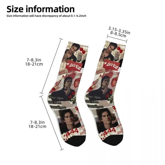 Chaussettes imprimées de la série télévisée Damon The Vampire Diaries pour hommes et femmes