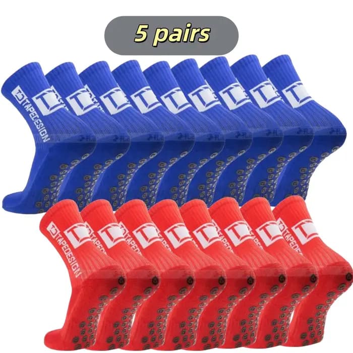 5 paires/lot nouvelles chaussettes de Football mi-mollet antidérapant