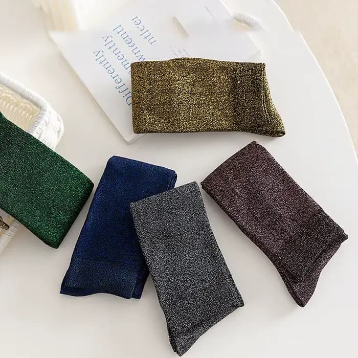 Chaussettes rayées à paillettes brillantes pour femmes