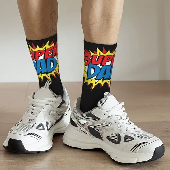 Chaussettes imprimées Super Dad pour hommes et femmes