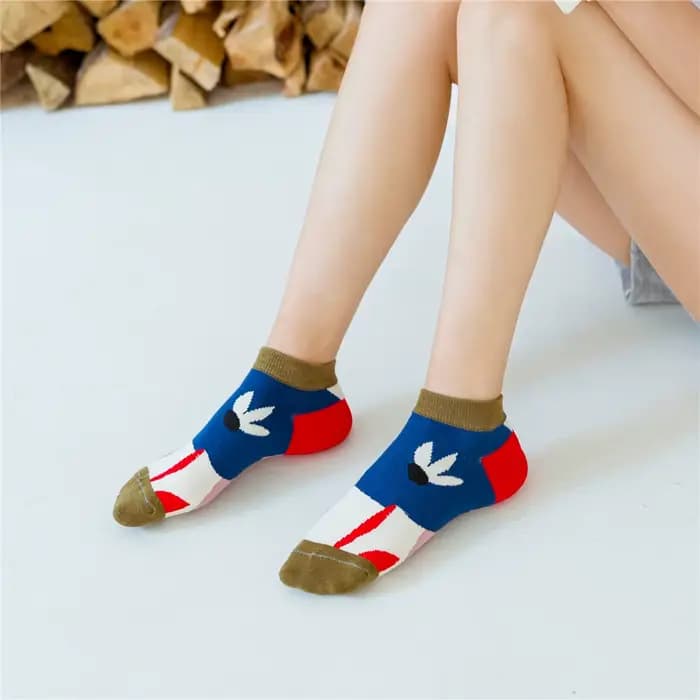 Chaussettes en coton à fleurs colorées pour femmes