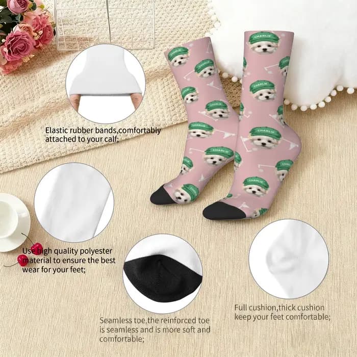 Chaussettes personnalisées avec photo de golf pour animaux de compagnie