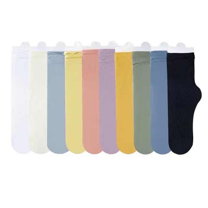 Ice InjSocks-Chaussettes d'été pour femmes, fines, respirantes, en nylon solide, décontractées, mode japonaise, tube long, 3 paires