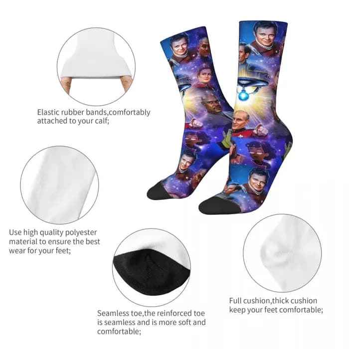 Stars Treks Groups Chaussettes Starfleet Movie Bas tendance Femmes Hommes Chaud Doux