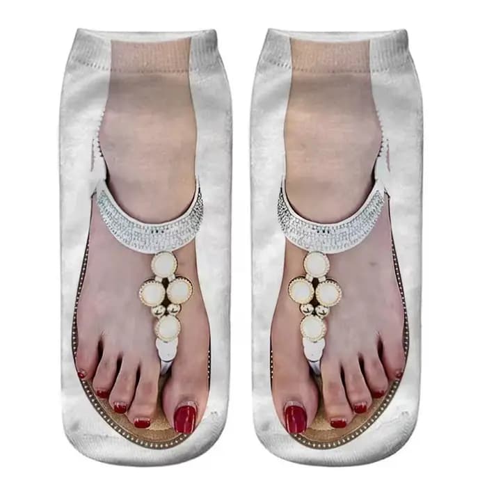 Chaussettes imprimées 3D pour femmes, nouveauté, à faible rinçage, en coton, décontractées, drôles, créatives, tongs, S J4O9