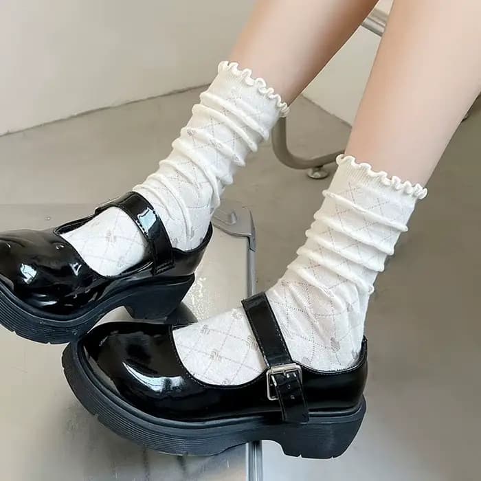 Chaussettes pour femmes Jk Harajuku, blanches et noires, printemps-été, coton, style coréen, simples, mi-tube, respirantes, confortables