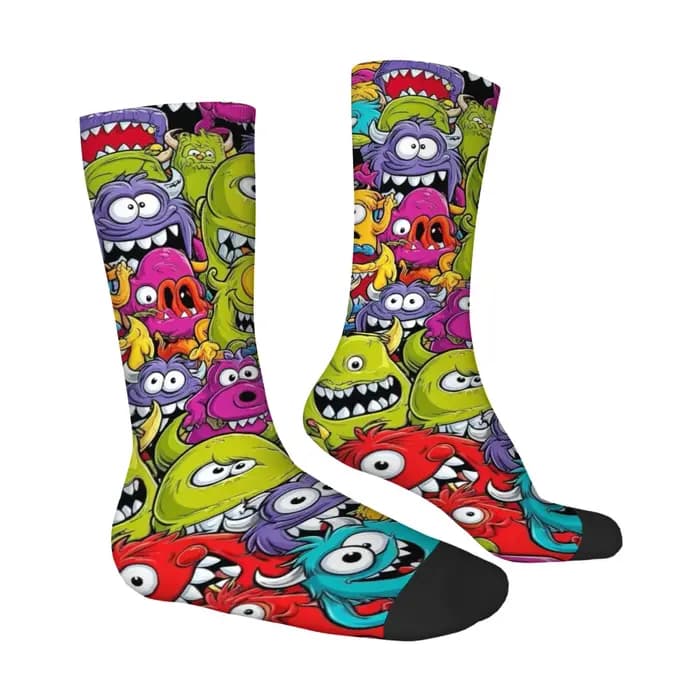 Chaussettes pour hommes motif monstre mignon de dessin animé