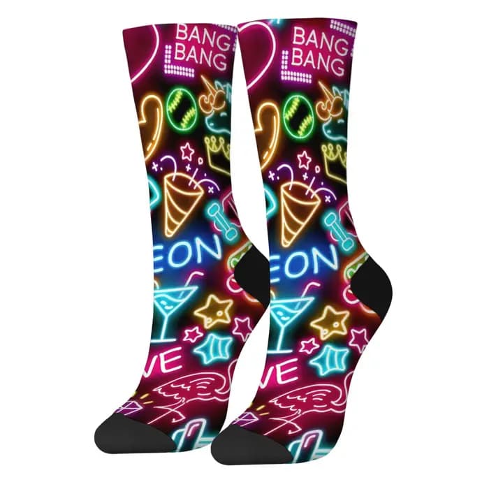 Chaussettes tendance Cyberpunk Neon Trend Crew Détail d'élément