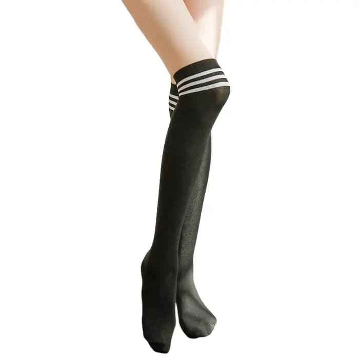 Chaussettes longues sexy noires et blanches pour femmes