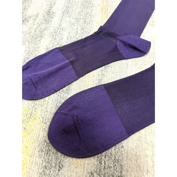 Grande taille hommes chaussettes longues de haute qualité couleur unie violet Nylon genou