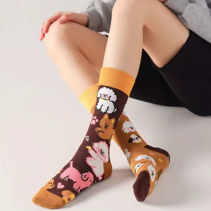 Chaussettes de Noël originales AB, mode européenne et américaine pour hommes et femmes - Chaussettes en coton colorées tendance avec design moyen et haut