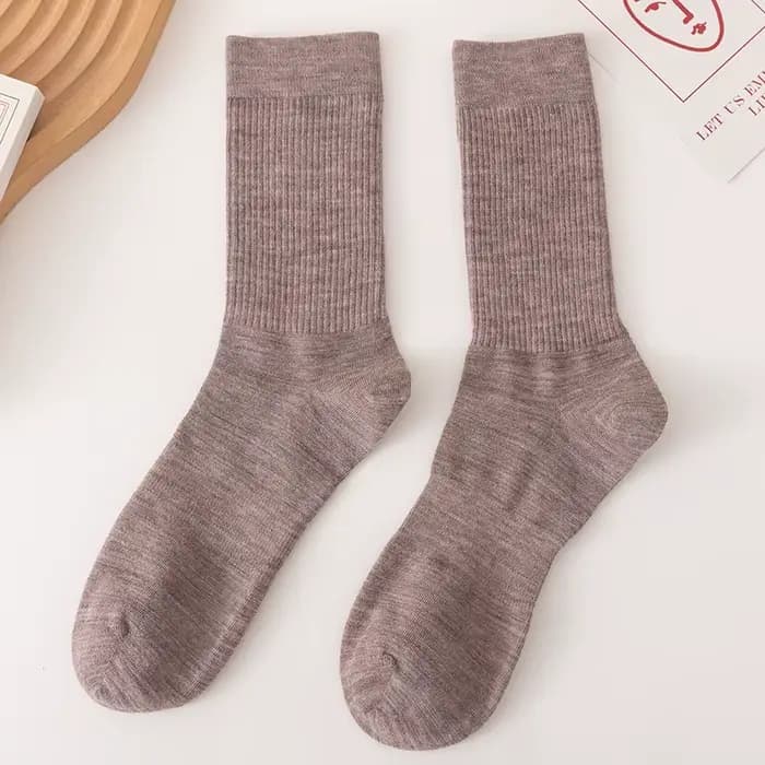 4 paires de chaussettes pour hommes de couleur unie 100% laine épaissie mi-mollet