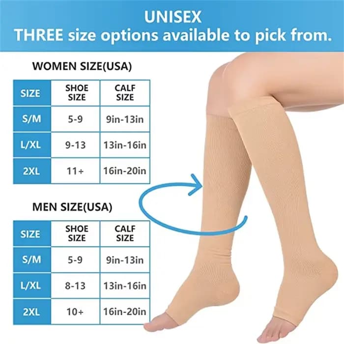 Chaussettes de compression S-XXL 1 paire médicale prévenir les varices tuyau de soutien sans orteils pour femmes hommes