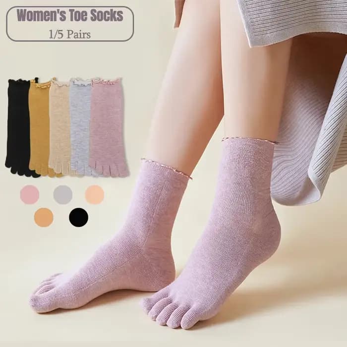 1/5 Paires de Chaussettes Courtes en Coton pour Femmes