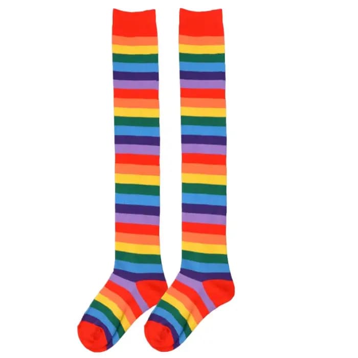 Chaussettes hautes à rayures arc-en-ciel pour femmes