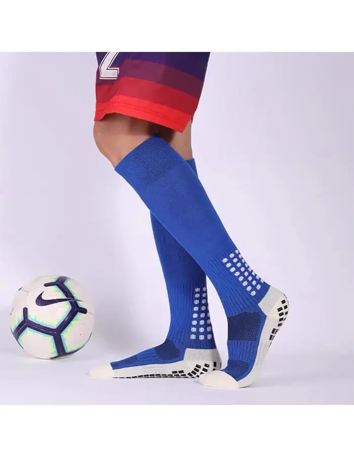 Chaussettes antidérapantes pour hommes, chaussettes de Football, antidérapantes sur le mollet, Baseball, Rugby, coussin épais, chaussettes athlétiques, blanc, noir, bleu